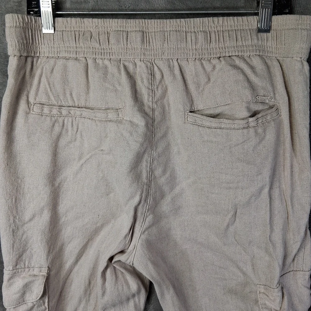 Porter & Ash Cargo Pants Men Size Large Beige Slim Fit Linen Blend 32x28